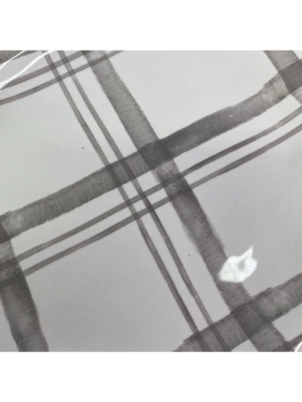 Pier 1 LINEN CHECK Gray Check Plaid Ironstone Round 9